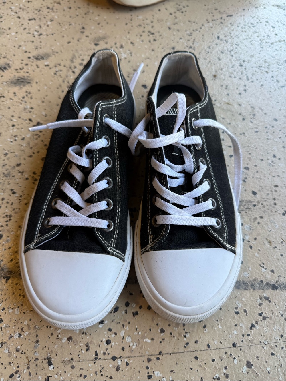 lug Black Canvas Low-Top Sneakers with White Laces